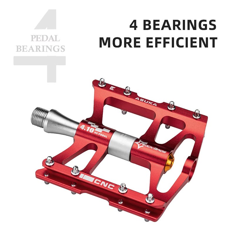 روكبروز ROCKBROS 4 محامل دواسات الدراجة الجبلية MTB Padals منصة دواسات الدراجة المسطحة سبائك الألومنيوم 9/16 بوصة - Image 2